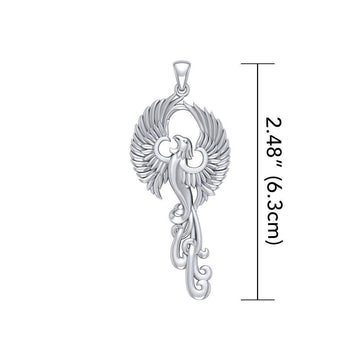 Mighty Fire Bird in the Rise ~ Sterling Silver Pendant TPD2913
